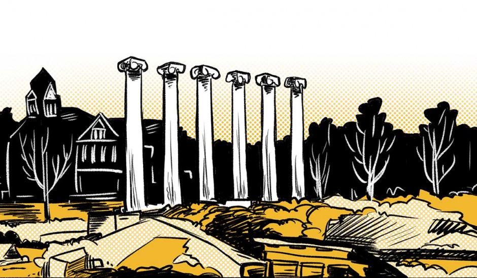 Drawing of the columns after the fire of Academic Hall