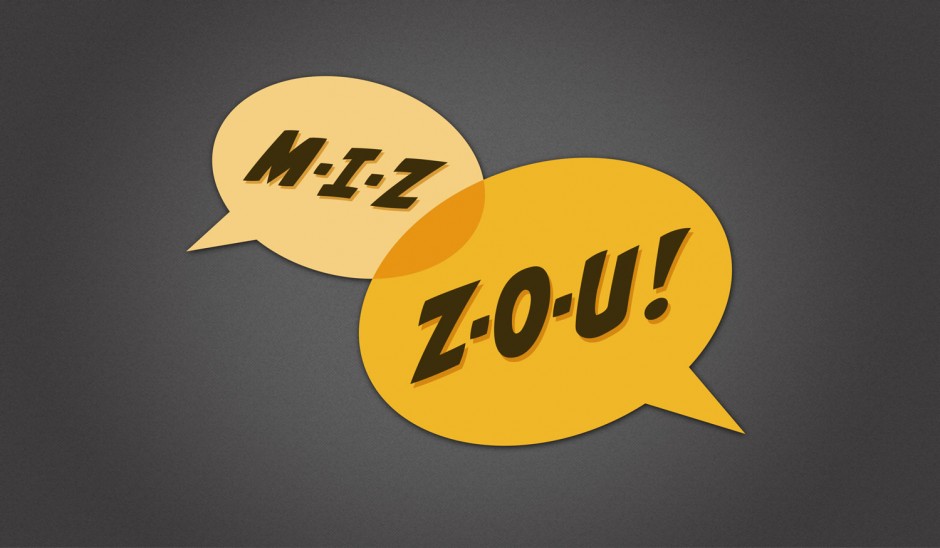 M-I-Z, Z-O-U word balloons
