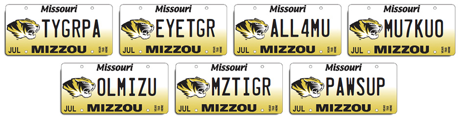Mizzou license plates