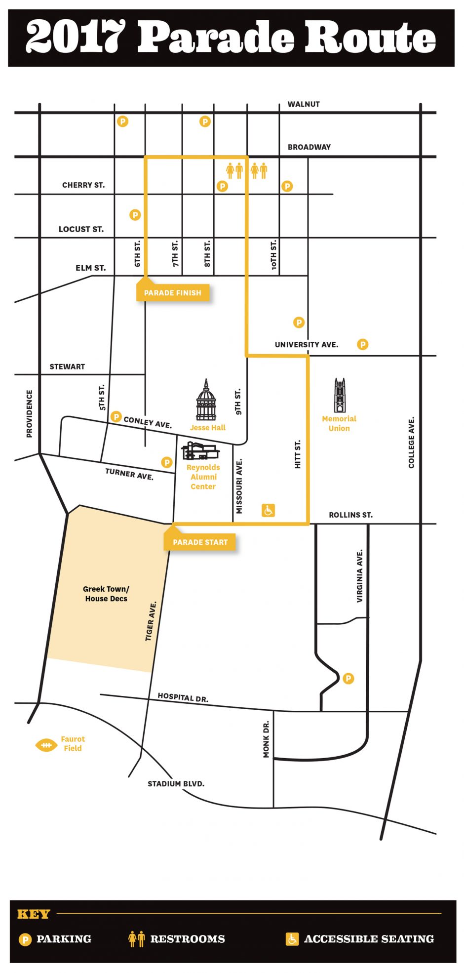 2017 parade route // Show Me Mizzou // University of Missouri