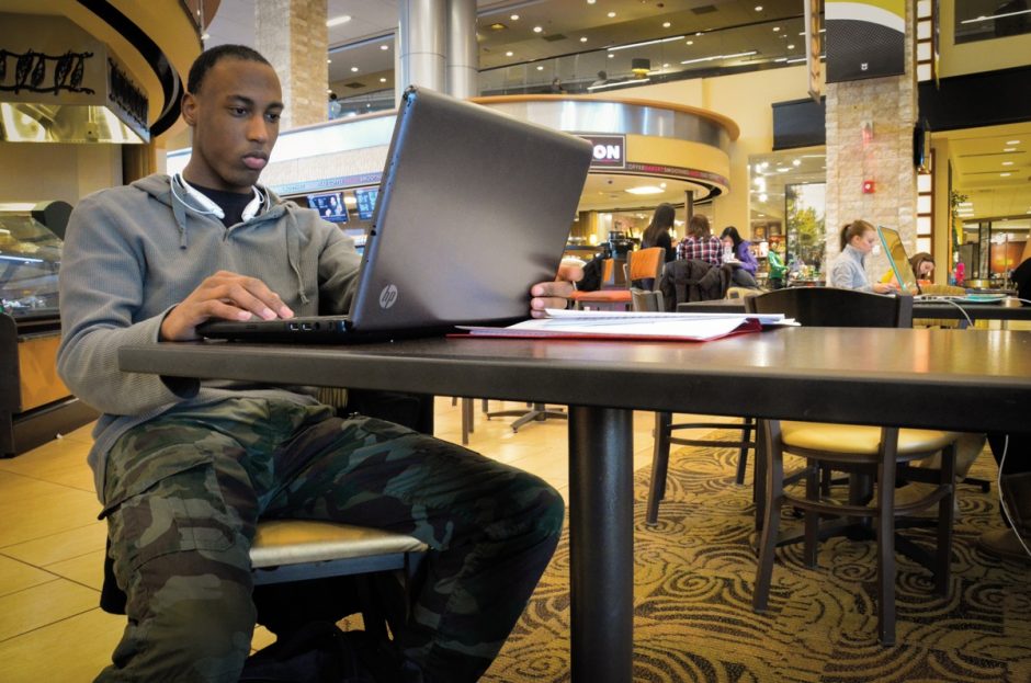 Whitley studies in the MU Student Center his sophomore year.