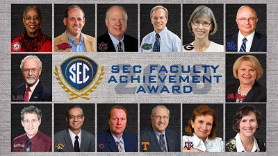 Picture of all 14 faculty achievement winners from the SEC