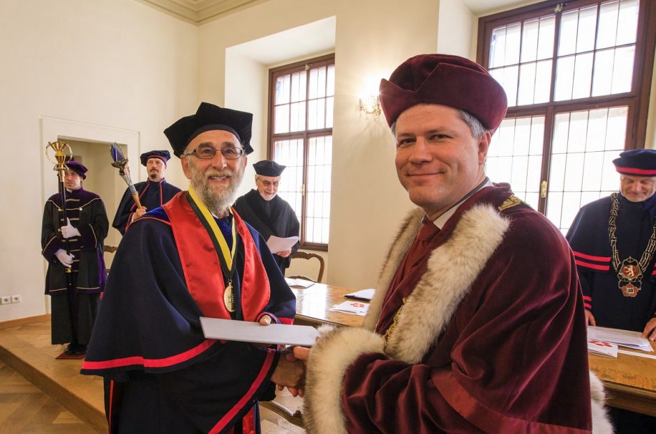 Picture of Rikoon receiving his honorary degree