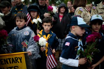 boy scouts with flags