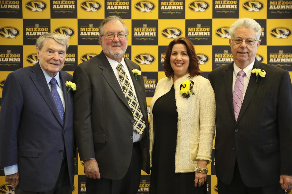 Jim Lehrer, Andy Bryant and the Komen family attended a luncheon honoring the induction of Lehrer, Bryant and Susan G. Komen into the Mizzou Alumni Association's Homecoming Hall of Fame.