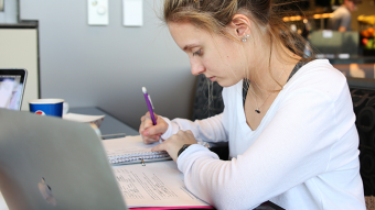 student working remotely