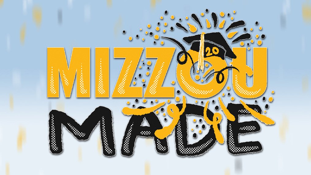 mizzou made logo with confetti background