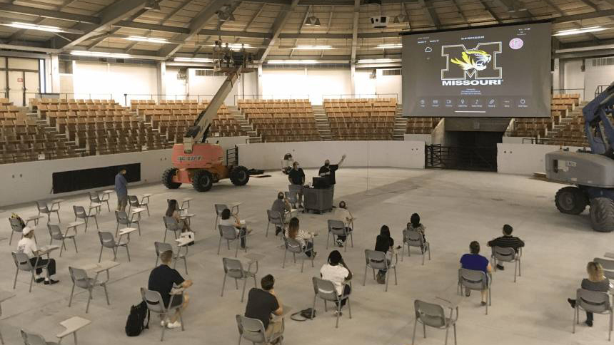 trowbridge arena with students learning