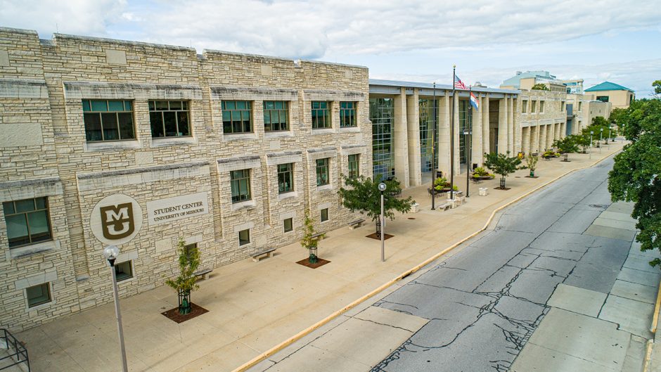 aerial shot of student center