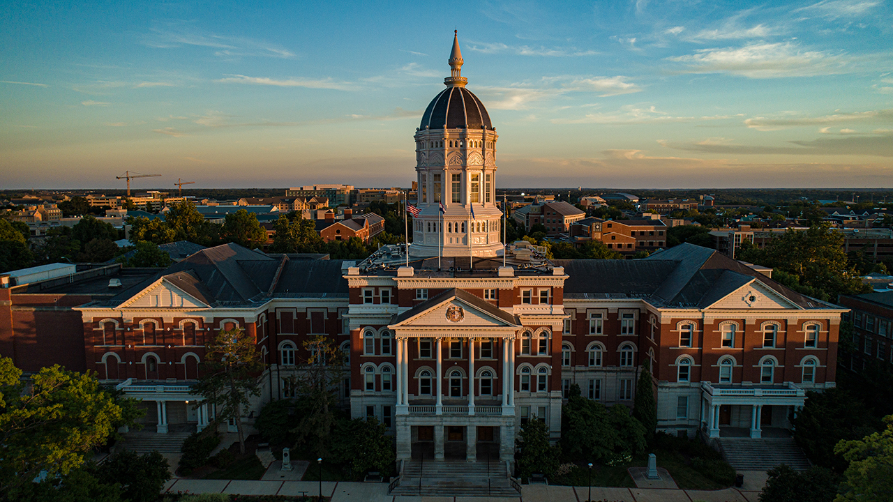 aerial shot of jesse at sunset