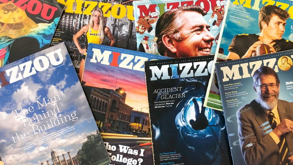 MIZZOU magazines on a table