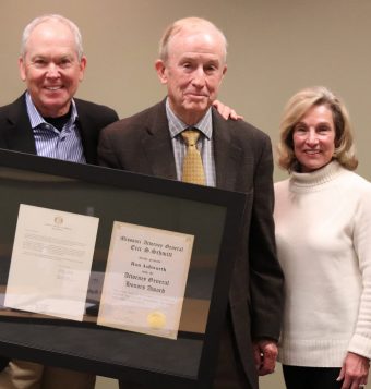 Ron Ashworth (center) with Thompson Center for Autism and Neurodevelopmental Disorders founders Bill and Nancy Thompson.