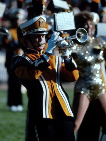 denis swope plays trumpet for marching mizzou