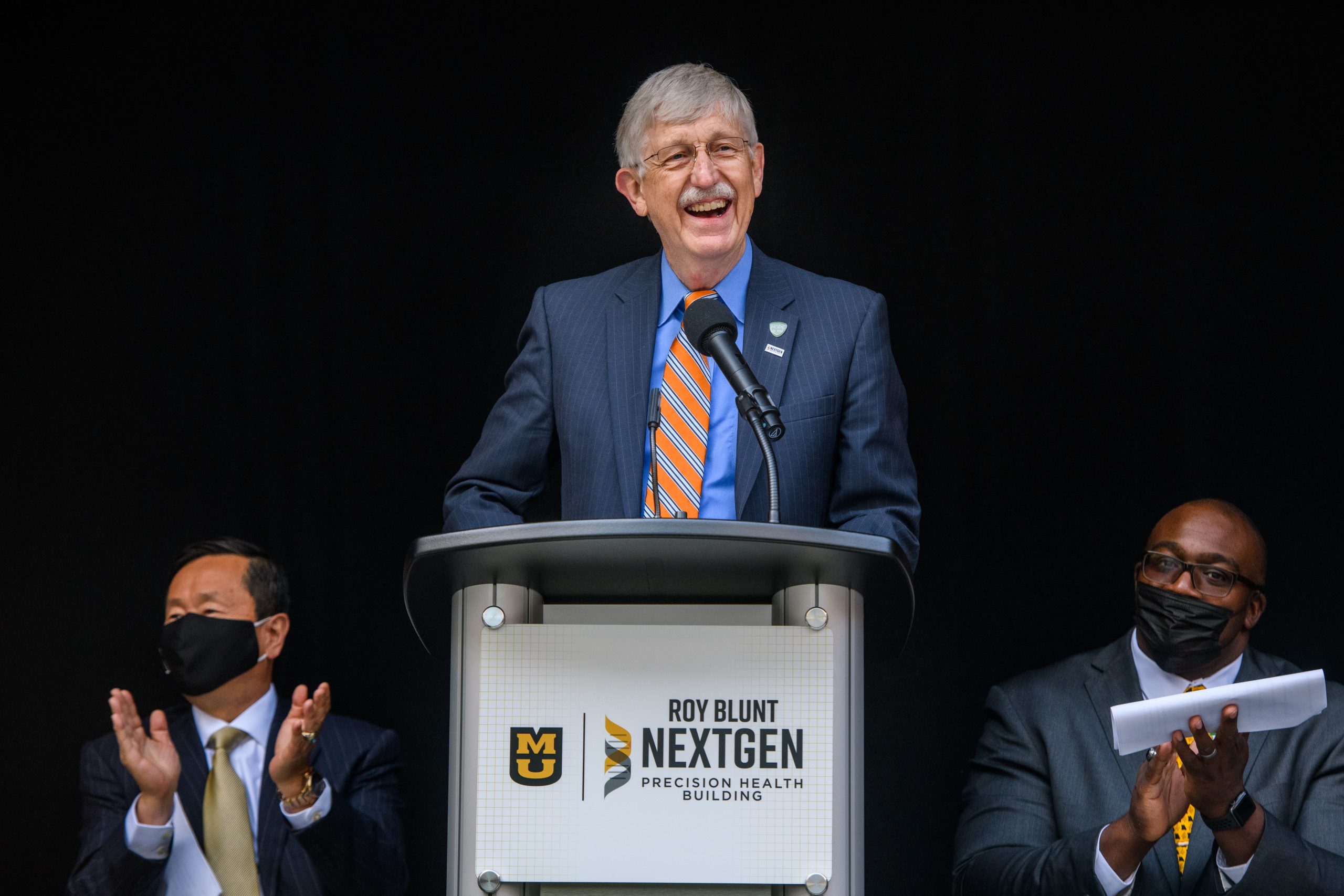 Francis Collins, Director, National Institutes of Health makes remarks during the Roy Blunt NextGen building Grand Opening Program on Tuesday, Oct. 19, 2021 in Columbia, Mo.