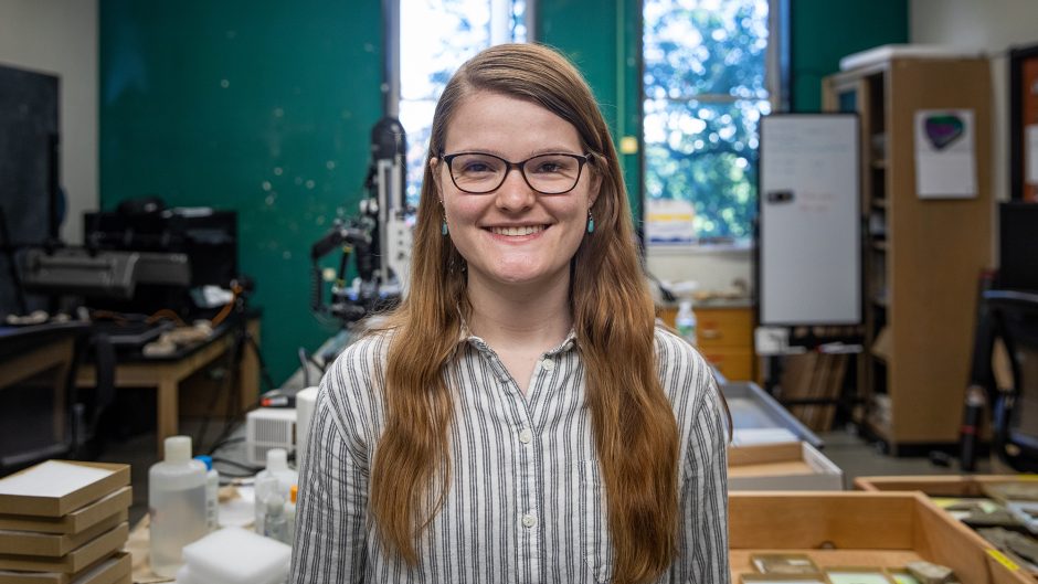 portrait of graduate student mikaela pulsipher in a lab