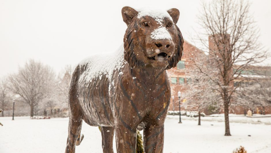 This is a photo of a statue on MU's campus.