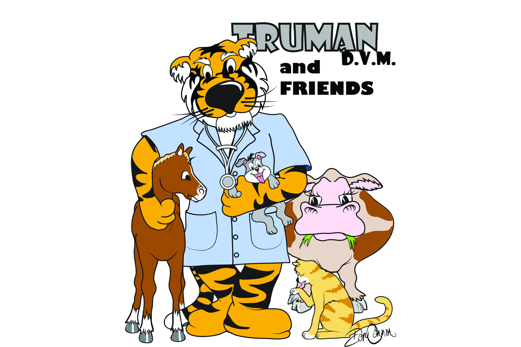 truman D.V.M. and friends graphic illustrated by don connor. features truman and some animals.