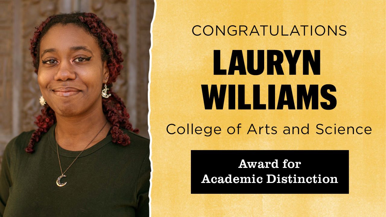 lauryn williams graphic congratulating award for academic distinction