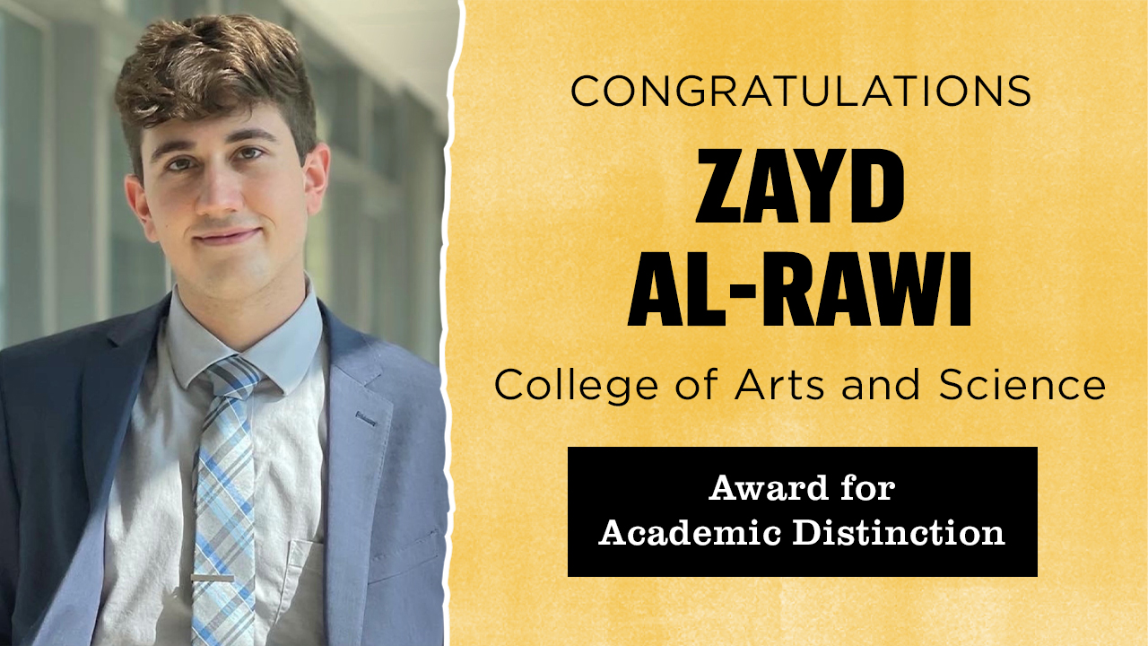 zayd al-rawi graphic congratulating award for academic distinction