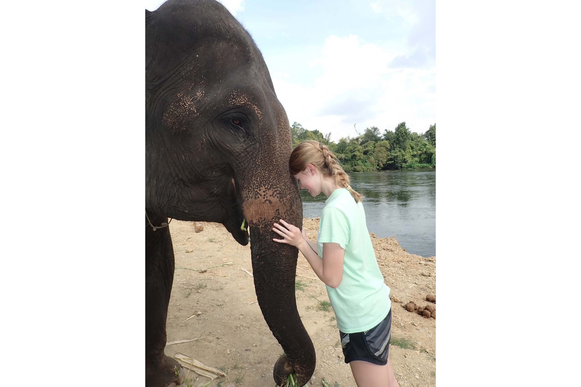 Elizabeth Fahrmeier and an elephant