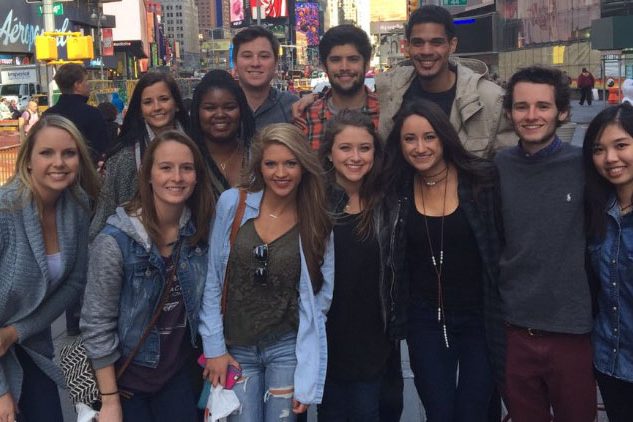 Group of students in Times Square, New York.
