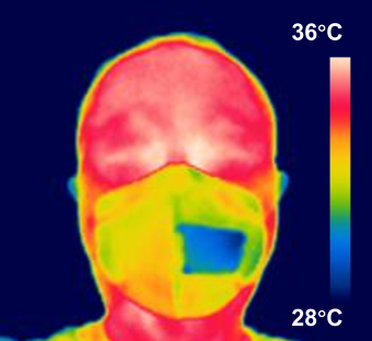 infrared image of a person's face wearing a mask