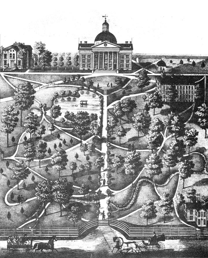 1875 lithograph of University of Missouri campus