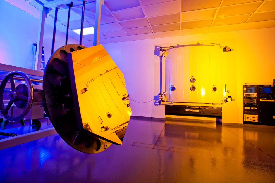 A photo of one of the primary mirror segments from the James Webb Space Telescope