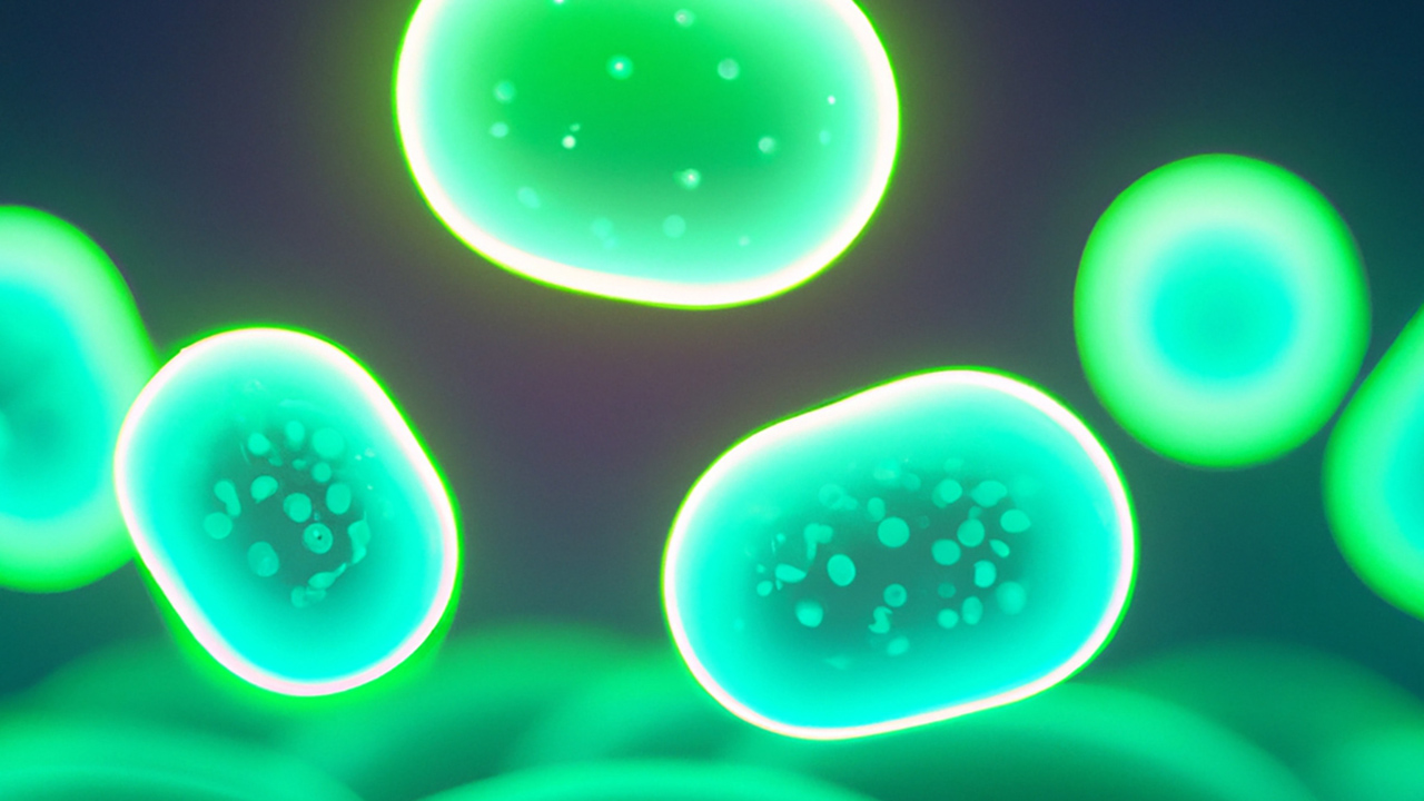 concept art of green molecules