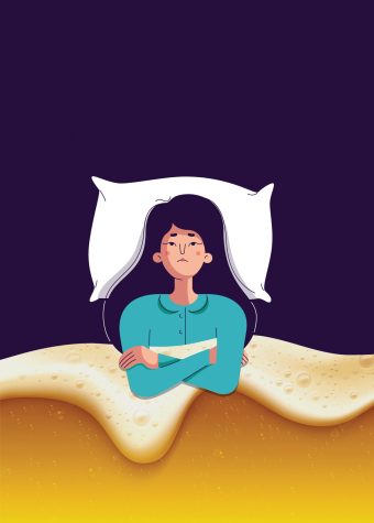 woman trying to sleep with beer