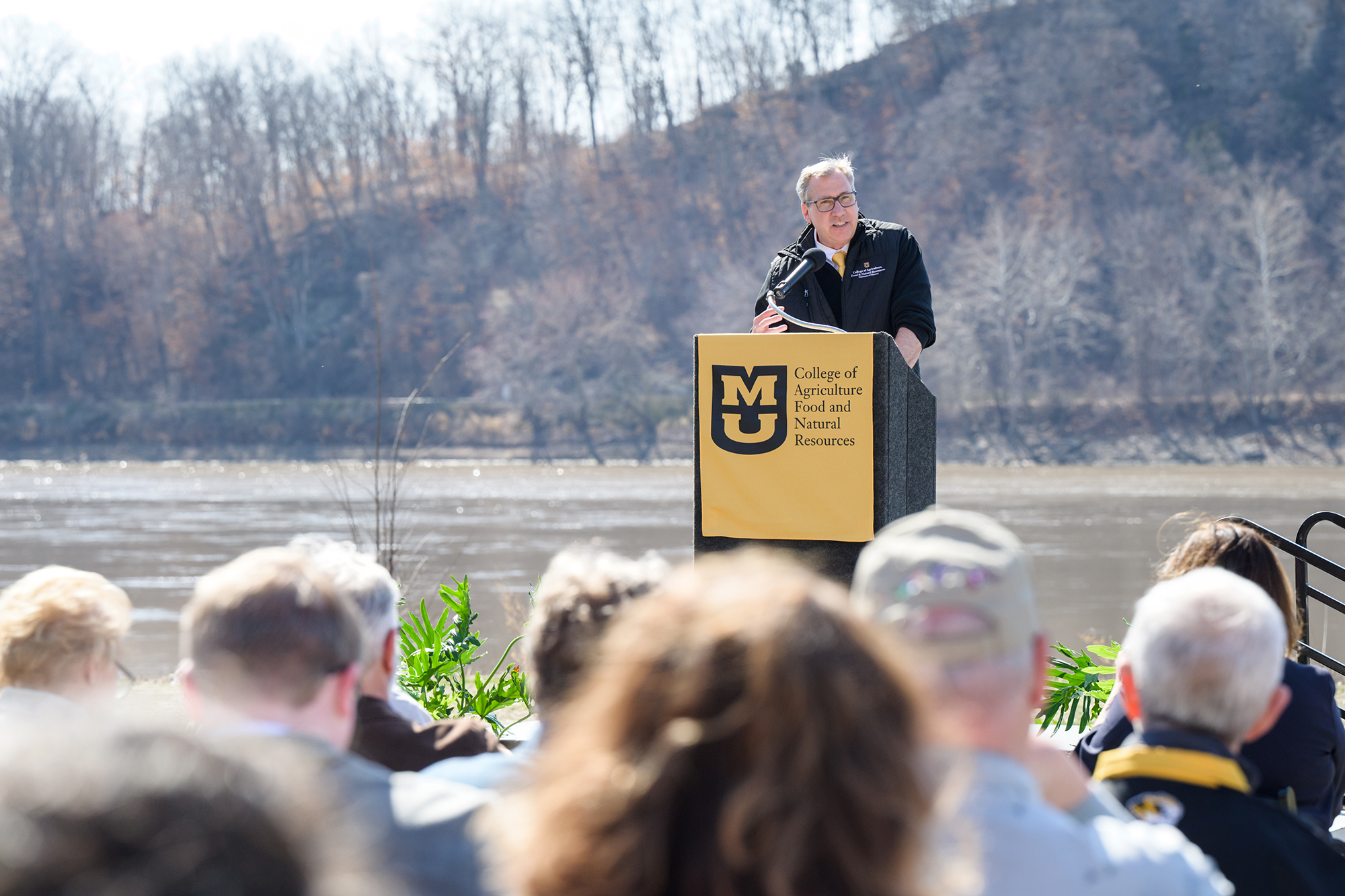 Christopher Daubert, vice chancellor and dean of the College of Agriculture, Food and Natural Resources, speaks during the gift announcement event.