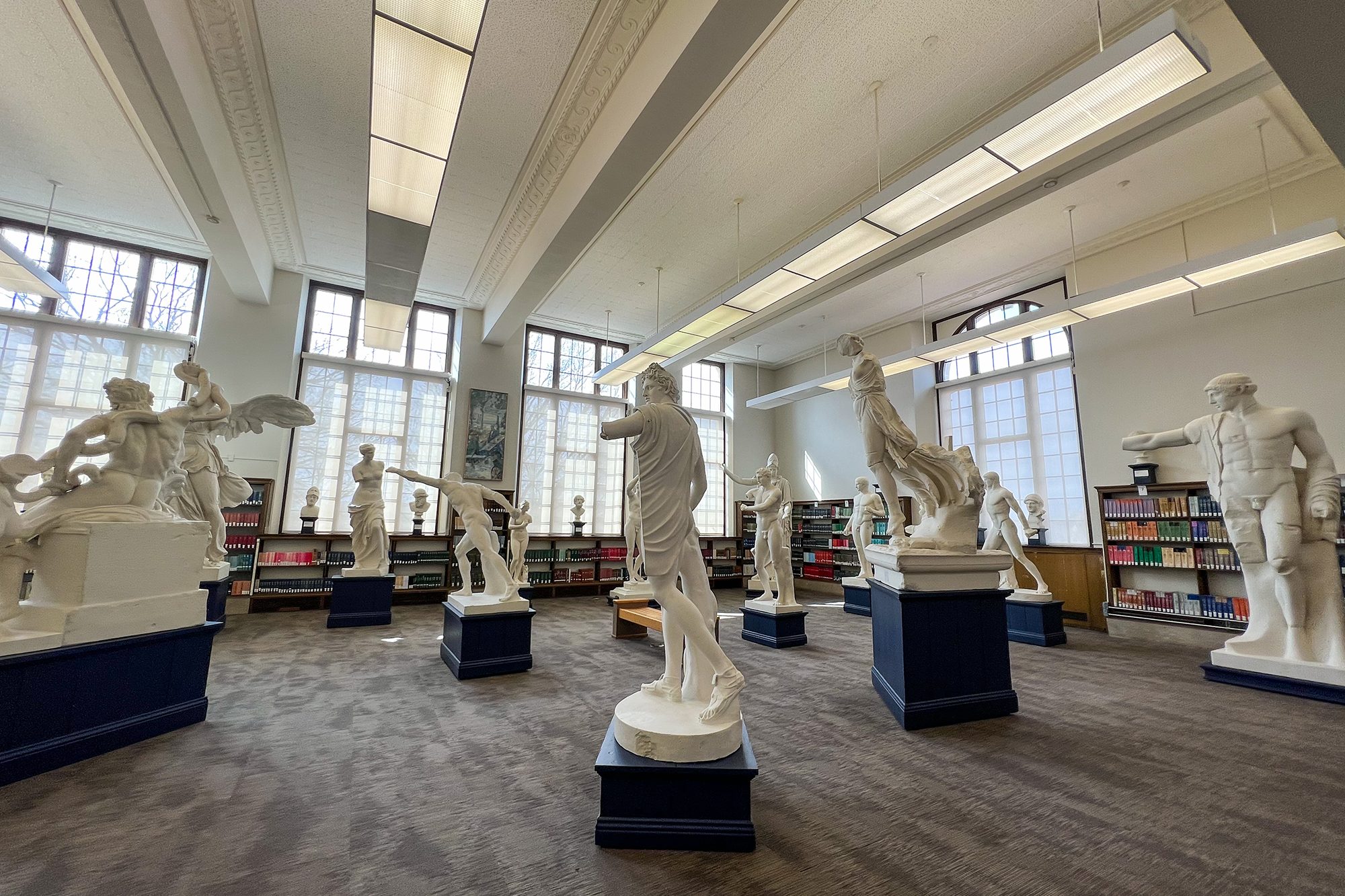 cast sculptures in ellis library