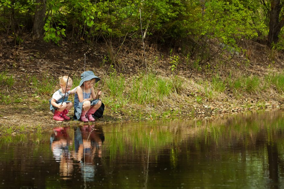 two girls fishing