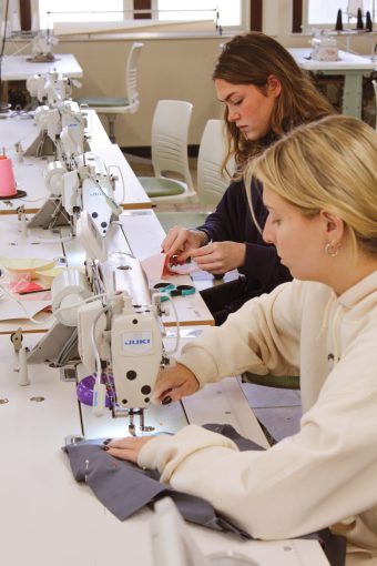 students sewing