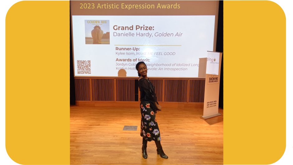Danielle Hardy a the 2023 Visual Arts and Design Showcase awards recpetion