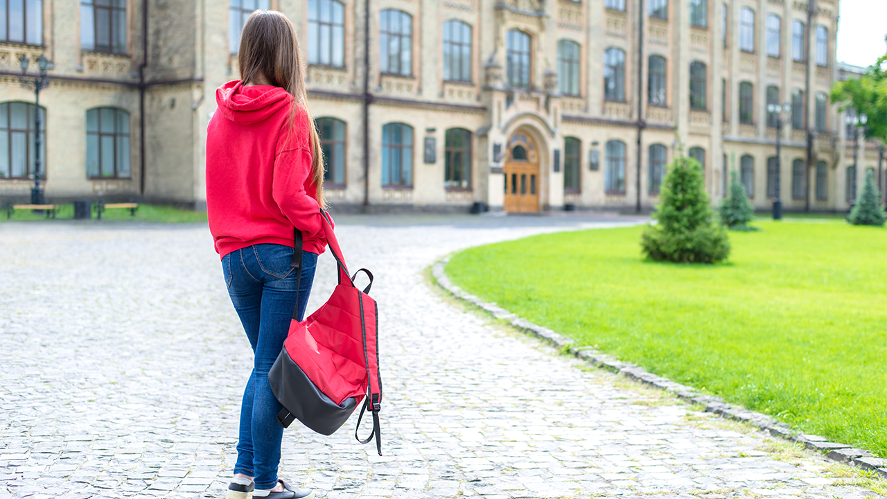 student going to school