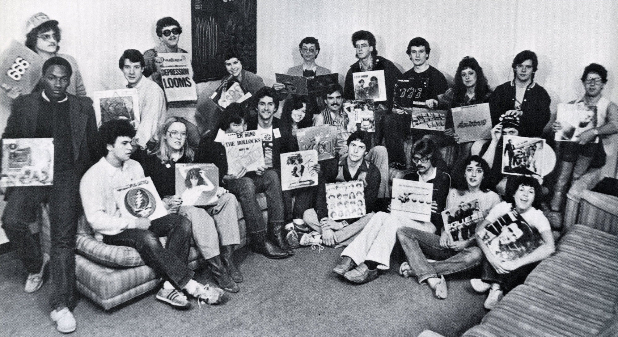 group photo of KCOU DJs in 1982