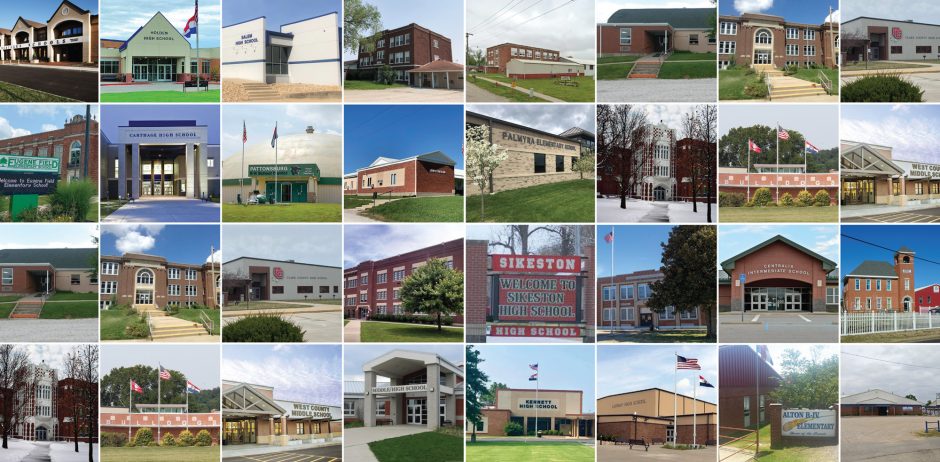 collage of school buildings in Missouri