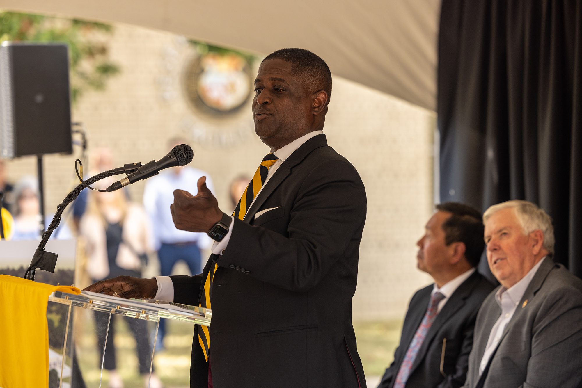 Michael Williams, chair of the UM Board of Curators, at the groundbreaking ceremony for MURR West.