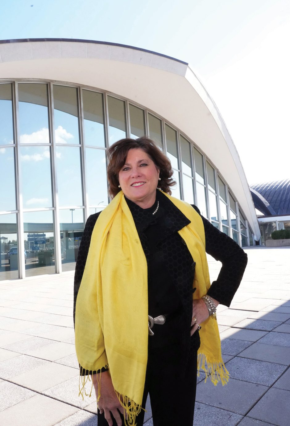 Rhonda Hamm-Niebrugge standing at St. Louis airport