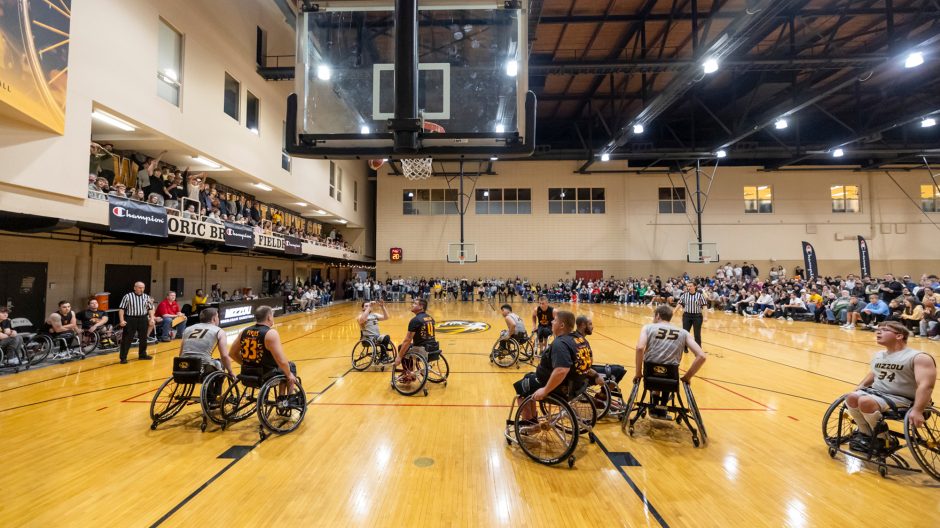 wheelchair basketball game action shot