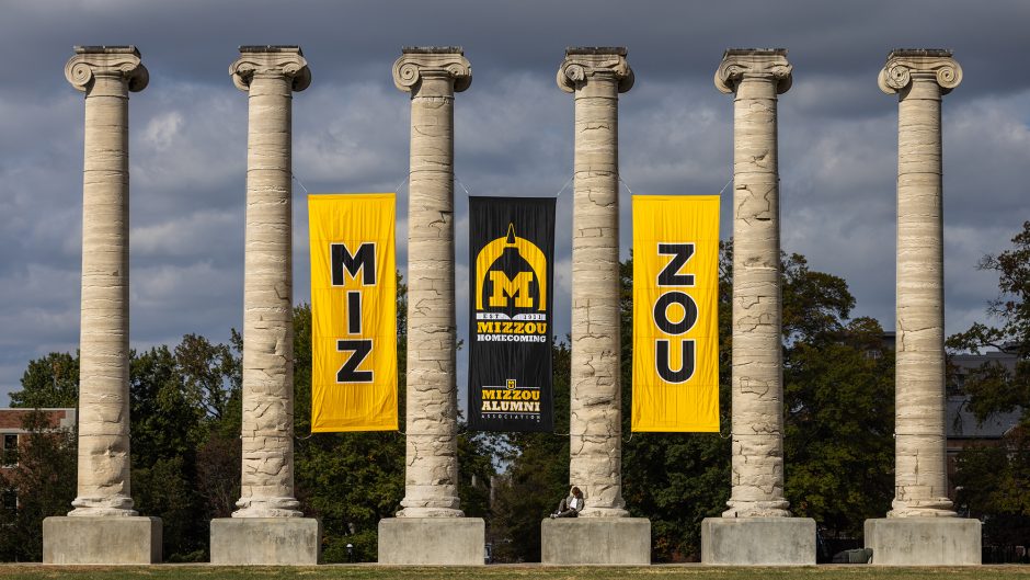 the columns with MIZ-ZOU banners