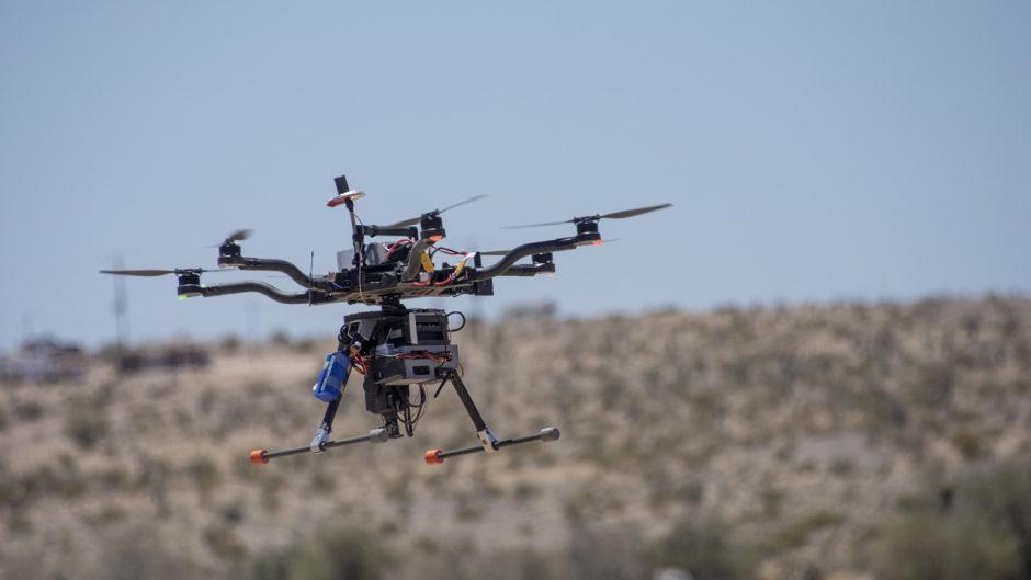 Drone flying in the Yuma Proving Grounds in Arizona