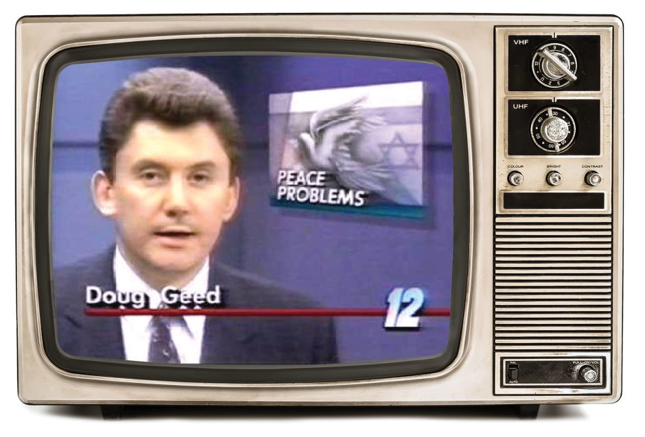 TV with 80s newscast