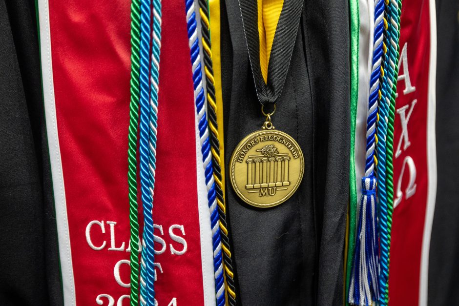 Close up of university medal