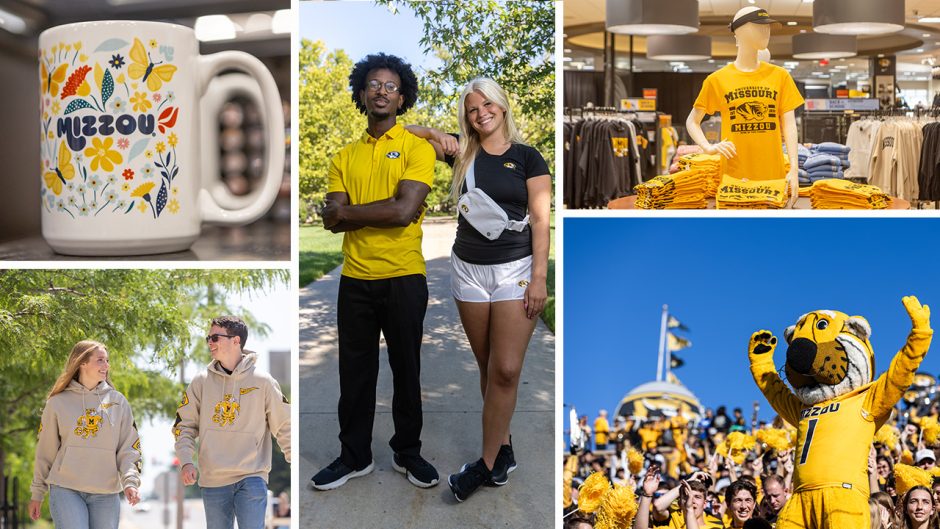 Collage of Mizzou merchandise