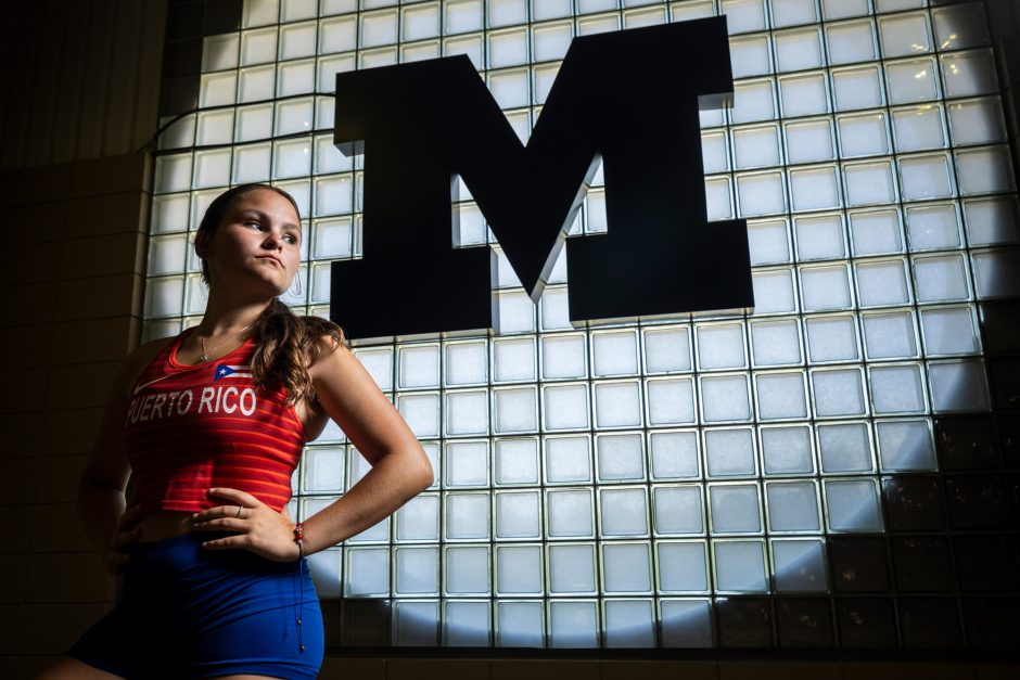 Amaris Vanquez Collazo in front of Mizzou M