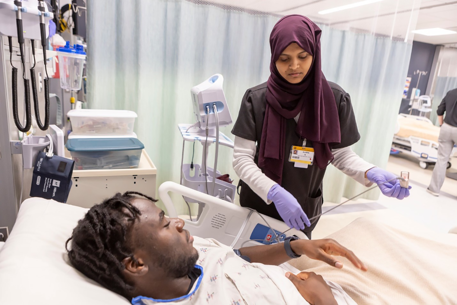 Alvira Nishat in the Miller Family Simulation Center.