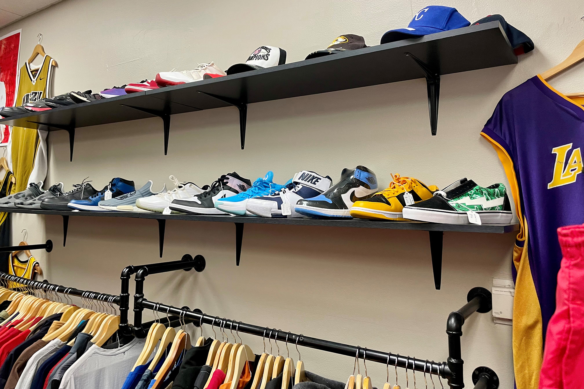 shoes displayed on a shelf