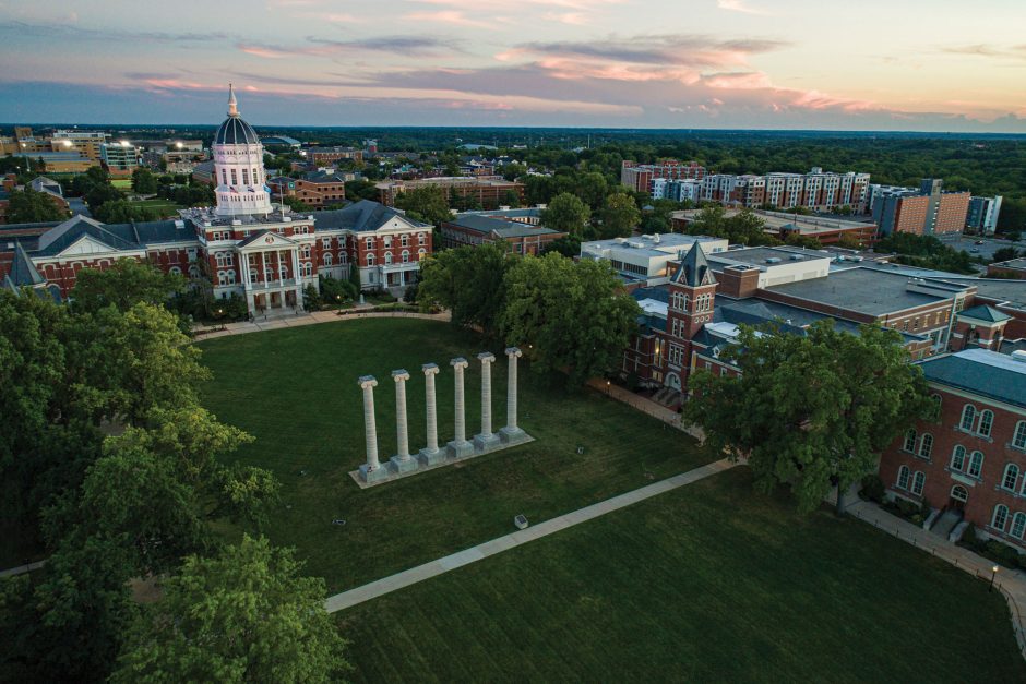 Jesse Hall, the Columns and Lafferre Hall